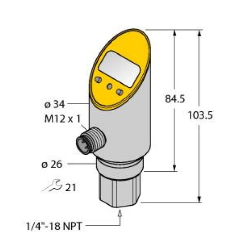 Pressure sensor, With Analog Output and PNP/NPN Transistor Switching Output, Out