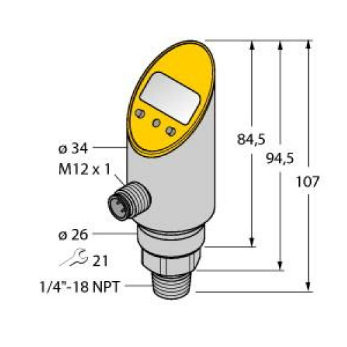 Pressure sensor, With Analog Output and PNP/NPN Transistor Switching Output, Out