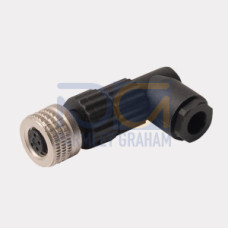 Field-Wireable Connector, Female Connector M8&nbsp;&times;&nbsp;1/&Oslash; 8&nbsp;mm, Angled