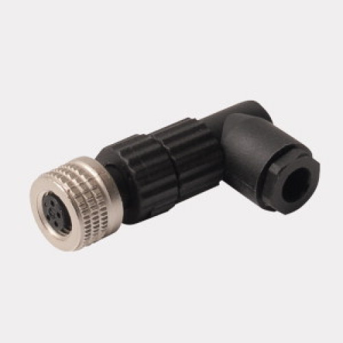 Field-Wireable Connector, Female Connector M8&nbsp;&times;&nbsp;1/&Oslash; 8&nbsp;mm, Angled