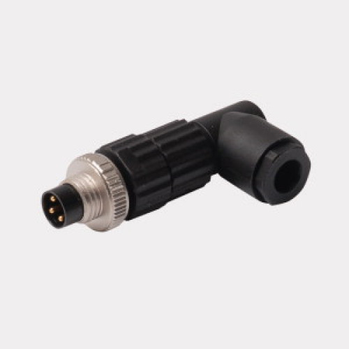 Field-Wireable Connector, Male Connector M8&nbsp;&times;&nbsp;1/&Oslash; 8&nbsp;mm, Angled
