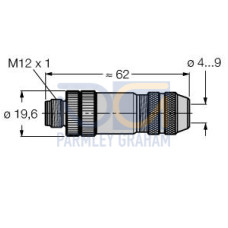 Field-Wireable Connector, Male Connector M12&nbsp;&times;&nbsp;1, Straight