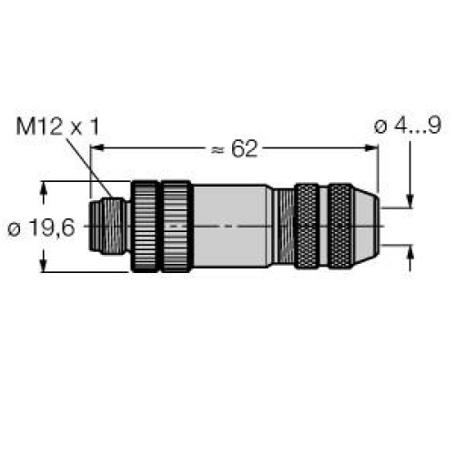 Field-Wireable Connector, Male Connector M12&nbsp;&times;&nbsp;1, Straight