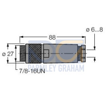 Field-Wireable Connector, 7/8? Male, Straight
