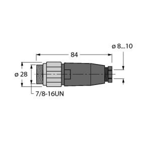 Field-Wireable Connector, 7/8? Male, Straight
