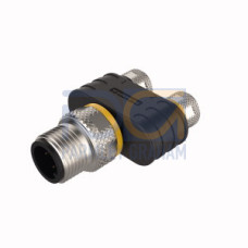 2-Way Splitter, Y-Splitter without Cable, Male M12&nbsp;&times;&nbsp;1 - 2x Female M8&nbsp;&times;&nbsp;1
