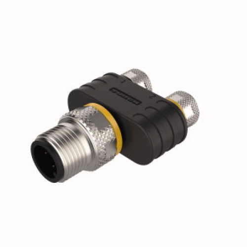 2-Way Splitter, Y-Splitter without Cable, Male M12&nbsp;&times;&nbsp;1 - 2x Female M8&nbsp;&times;&nbsp;1