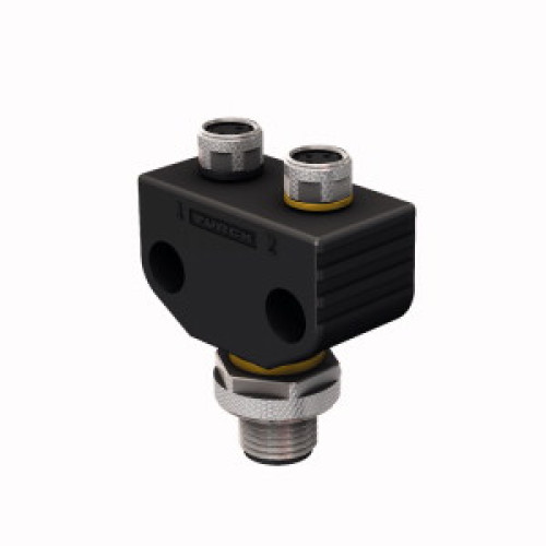 2-Way Splitter, Y-Splitter without Cable, Male M12&nbsp;&times;&nbsp;1 - 2x Female M8&nbsp;&times;&nbsp;1