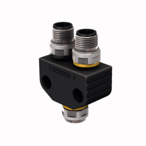2-Way Splitter, Y-Splitter without Cable, M12&nbsp;&times;&nbsp;1 Female Connector, 2x M12&nbsp;&times;&nbsp;1 M