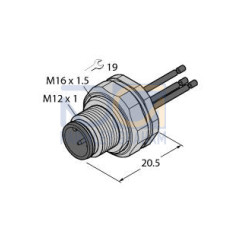 Male Receptacle with Stranded Wires, Rear-mounted