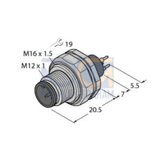 Male Receptacle with Print Contacts, Rear-mounted