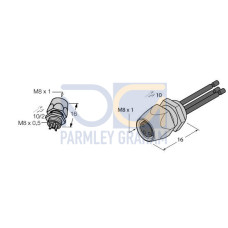 Female Flange with Stranded Wires, Front-mounted, Female Flange with Stranded Wi