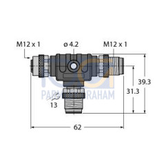 2-Way Splitter, PROFIBUS T-splitter, Fully Shielded, 12&nbsp;Mbps