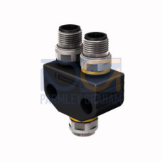 2-Way Splitter, Y-Splitter without Cable, M12&nbsp;&times;&nbsp;1 Female Connector, 2x M12&nbsp;&times;&nbsp;1 M