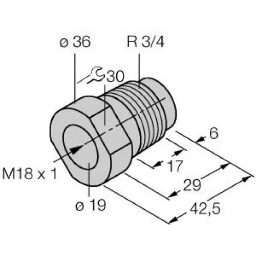 Mounting Accessories, Mounting Adapter, , Mounting adapter M18 &times; 1, Plastic: Polypropylene