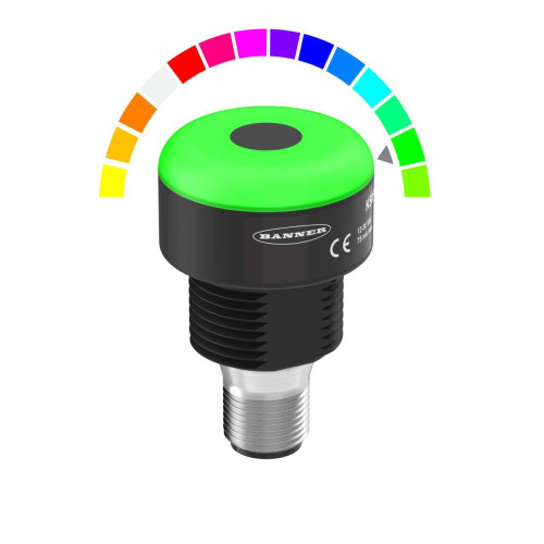 K30 Pro with Pro Editor: 7-Color RGB Adjustable-Field Sensor, Voltage: 10-30 V dc, Housing: Polycarbonate, IP65, Range: 100, Bimodal, NO, Momentary, Colors: Multicolor, 8-pin M12 Integral QD