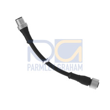 Cordset: Double Ended M12, 4-pin Straight Female, 4-pin Straight Male, 3.66 m 4x22 Black PVC Jacket, Nickel-Plated Brass Coupling Nuts