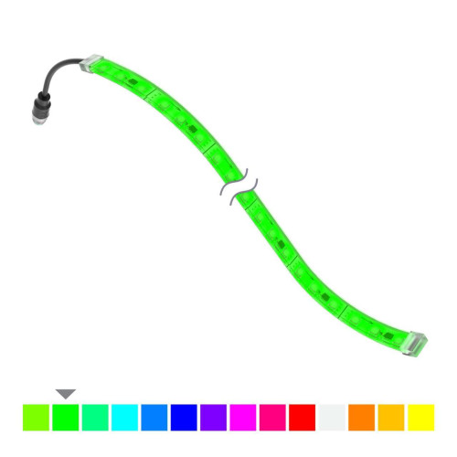 WLF12 Pro Flexible Strip: 1200, 12 V dc or 12-30 V dc when using LC25 LED Controller, IP66, IP67, IP69K, RGB, Clear, Non-Cascadable, 150 (6 in) 4-pin M12 PVC Pigtail QD