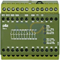 Safety relay (standalone), inputs: 2-channel wiringwith detection of shorts across contacts, outputs: 6 N/O, 4 N/C, UB = 24V DC, width: 90mm, screw terminals integrated, safety gate monitor,simultanei