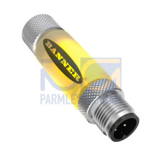 S15L Series: 2-Color In-Line Sensor Status Indicator, Voltage: 10-30 V dc, Housing: Polyurethane, IP67, Input: PNP, Colors: Yellow Green, Male-Female 4-pin M12 Integral QD