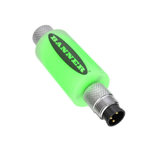 S15L Series: 2-Color In-Line Sensor Status Indicator, Voltage: 10-30 V dc, Housing: Polyurethane, IP67, Input: PNP, Colors: Green Yellow, Male-Female 3-pin M8 Integral QD