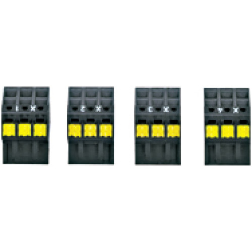 Set of spare plug-in terminals, spring force technology, PU = each 1piece X1,X2, X3, X4, 3-pin, for 17.5 mm housing.