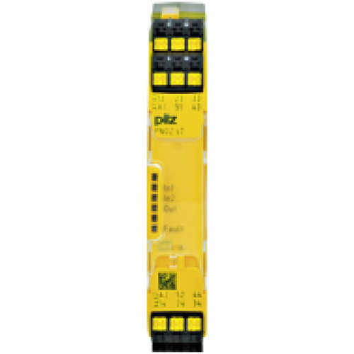 PNOZsigma contact expansion, outputs: 4 N/O, 1 N/C, UB 24 V DC, width:17.5 mm, plug-in spring-loaded terminals, contact blockfor contact expansion in connection with safety-relatedcontrol components.
