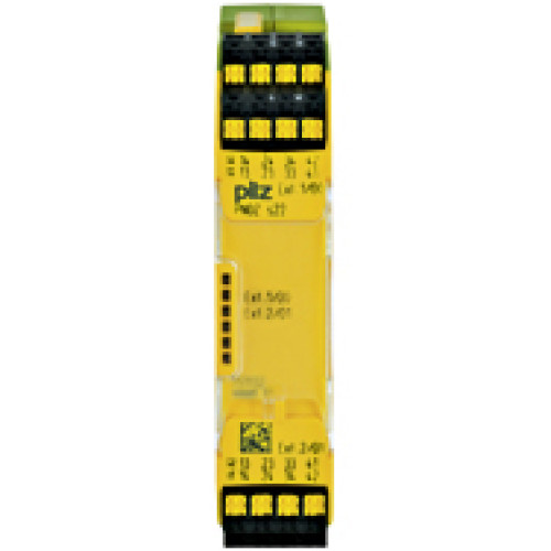 PNOZsigma, 2x relay expansion module for connection to PNOZ s30,PNOZ mm0.1p and PNOZ mm0.2p, 2 separate controls for each 3 n/o+ 1 n/c, plug-in spring-loaded terminals.