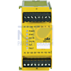 Safety relay (standalone), inputs: 1/2-channel wiringwith/without detection of shorts across contacts, outputs: 2 SC outputs,automatic/monitored start, UB 24 V DC, plug-in terminals inscrew technology