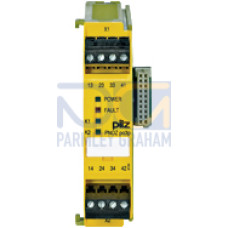 Expansion module PNOZpower modular safety system, 3safety contacts (N/O), 1 auxiliary contact (N/C), plug-in terminals ofscrew type, width: 22.5 mm.