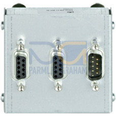 Adapter box for speed monitoring module, PNOZmulti Classic, 3 x 9-pinD-Sub connector, 2 x socket, 1 x connector, can be clipped to top hatrails.