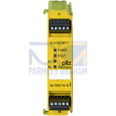 Control module/base unit modular safety system, max. 4expansion modules connectable via jumpers, plug-in terminals ofscrew type, width: 22.5 mm, UB = 24 V DC.