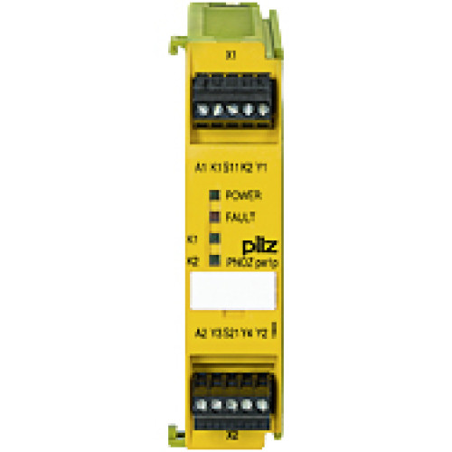Control module/base unit modular safety system, max. 4expansion modules connectable via jumpers, plug-in terminals ofscrew type, width: 22.5 mm, UB = 24 V DC.