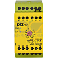 Safety relay (standalone), inputs: 1-channel wiring,outputs: 1 N/O, 2 N/C, UB = 24 V DC, width: 45 mm, screw terminalsintegrated, pulsing timer relay, monitoring feedback loop,pulse times 12 levels fr