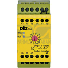 Safety relay (standalone), inputs: 1-channel wiring,outputs: 1 N/O, 2 N/C, UB = 24 V DC, width: 45 mm, screw terminalsintegrated, delay-on energisation timer relay, monitoring feedback loop,energisati