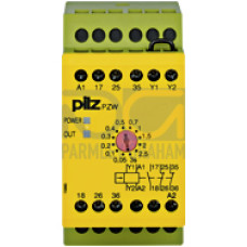 Safety relay (standalone), inputs: 1-channel wiring,outputs: 1 N/O, 2 N/C, UB = 24 V DC, width: 45 mm, screw terminalsintegrated, pulsing timer relay, monitoring feedback loop, pulse times12 levels fr