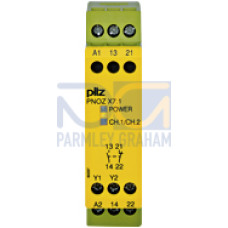 Safety relay (standalone), inputs: 1-channel wiring,outputs: 1 N/O, 1 N/C, automatic/manual start, UB = 24 V AC/DC,width: 22.5 mm,screw terminals integrated, monitoring of E-STOP,safety gates, feedbac