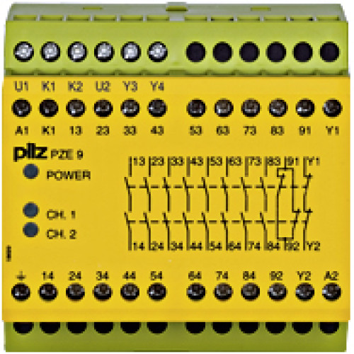 Contact expansion, inputs: 1/2-channel wiring with/withoutdetection of shorts across contacts, outputs: 8 N/O, 1 N/C, UB = 230 -240 V AC, width:90 mm, contact block for contact expansion in connection