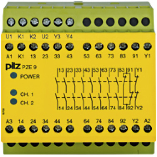 Contact expansion, inputs: 1/2-channel wiring with/withoutdetection of shorts across contacts, outputs: 8 N/O, 1 N/C, UB 24 V DC,width: 90 mm,contact block for contact expansion in connection withsafe