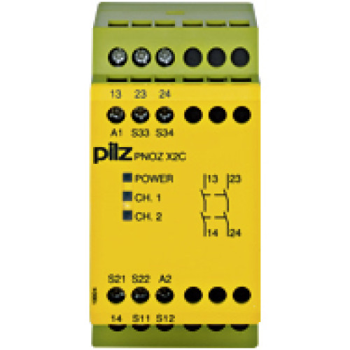 Safety relay (standalone), inputs: 1/2-channel wiringwith/without detection of shorts across contacts, outputs: 2 N/O,monitored start, UB = 24V AC/DC, width: 45 mm, depth: 80 mm,screw terminals integr