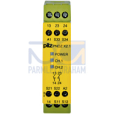 Safety relay (standalone), inputs: 1/2-channel wiringwith/without detection of shorts across contacts, outputs: 2 N/O,automatic/manualstart, UB 24 V AC/DC, width: 22.5 mm, screw terminals integrated,m