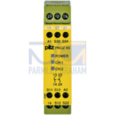 Safety relay (standalone), inputs: 1/2-channel wiringwithout detection of shorts across contacts, outputs: 2 N/O,automatic/manual start,UB 24 V AC/DC, width: 22.5 mm, screw terminals integrated, monit