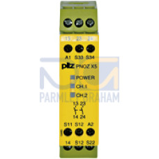 Safety relay (standalone), inputs: 1/2-channel wiringwithout detection of shorts across contacts, outputs: 2 N/O,automatic/manual start,UB 12 V DC, width: 22.5 mm,screw terminals integrated, monitorin