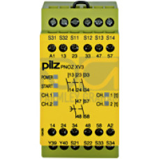 Safety relay (standalone) inputs: 1/2-channel wiring with/without detection of shorts across contacts