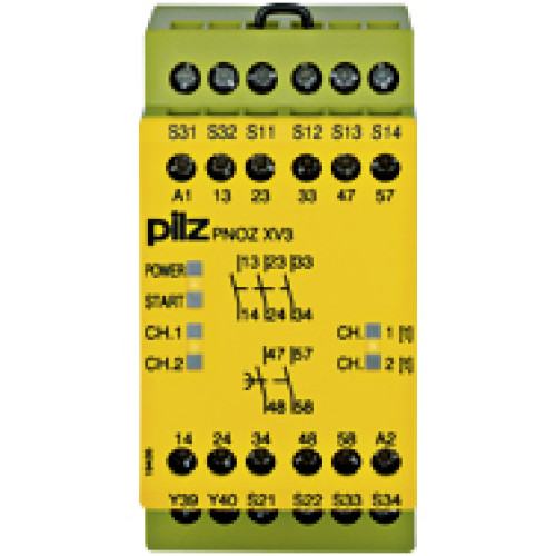 Safety relay (standalone) inputs: 1/2-channel wiring with/without detection of shorts across contacts