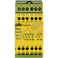 Safety relay (standalone), inputs: 1/2-channel wiringwith/without detection of shorts across contacts, outputs: 5 N/O, 1 N/C,UB 24 V DC, width:45 mm, screw terminals integrated, monitoring of E-STOP, 