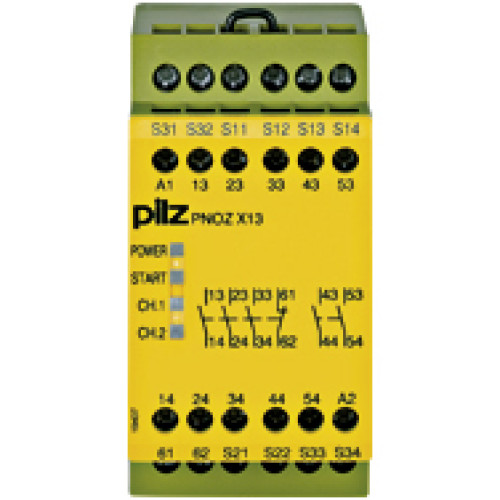 Safety relay (standalone), inputs: 1/2-channel wiringwith/without detection of shorts across contacts, outputs: 5 N/O, 1 N/C,UB 24 V DC, width:45 mm, screw terminals integrated, monitoring of E-STOP, 