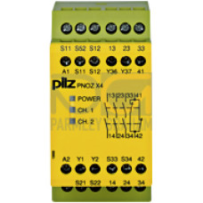 Safety relay (standalone), inputs: 1/2-channel wiringwith/without detection of shorts across contacts, outputs: 3 N/O, 1 N/C,automatic/manual/monitored start, UB 24 V DC, width: 45 mm,screw terminals 