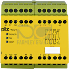 Safety relay (standalone), inputs: 1/2-channel wiringwithout detection of shorts across contacts, outputs: 3 N/O, 1 N/C, UB =24 V AC, width: 90mm, screw terminals integrated, monitoring of E-STOP, saf