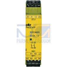 Safety relay (standalone), inputs: 1-channel wiring,outputs: 2 N/O, automatic/manual start, UB = 230 - 240 V AC,width: 22.5 mm, plug-in terminals of screw type, monitoring ofE-STOP, safety gates, feed